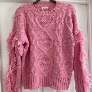 Vici Dolls Fringe Cable Knit Sweater